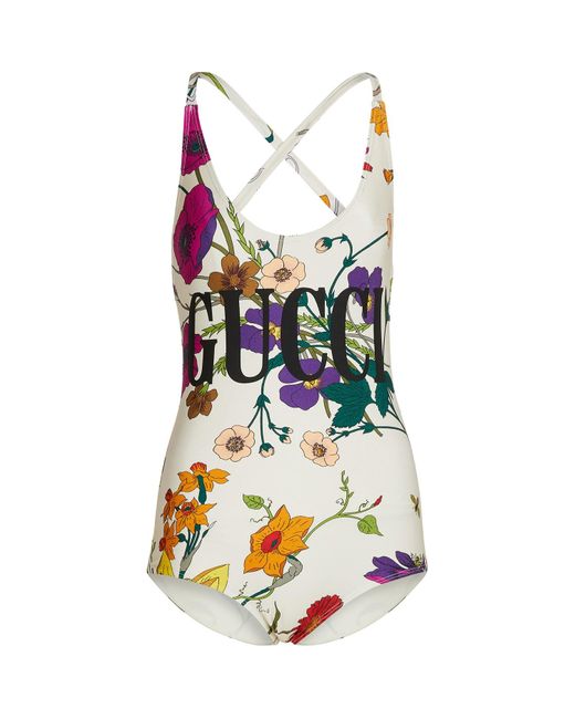 Gucci White Flora Swimsuit
