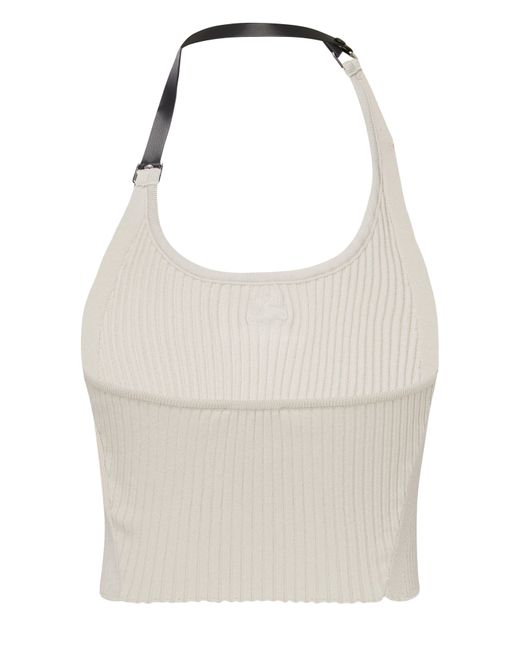 Courreges White Holistic Buckle Rib Knit Tank Top