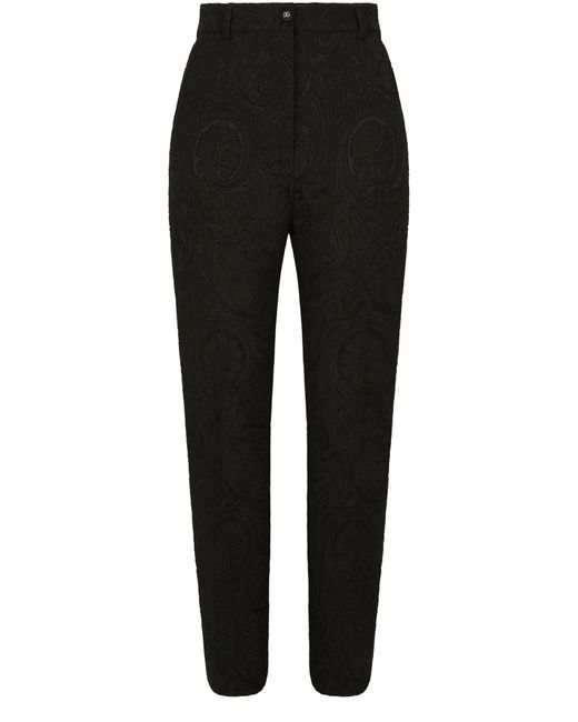Dolce & Gabbana Black High-Waisted Jacquard Pants