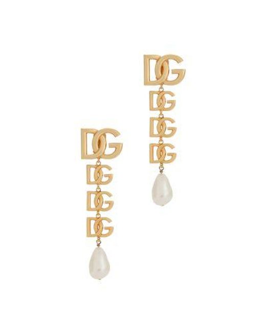 Dolce & Gabbana Metallic Clip-on Earrings With Dg Logo