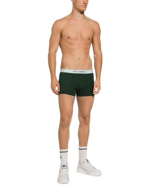 Dolce & Gabbana Green Cotton Regular-Fit Boxers 3-Pack for men