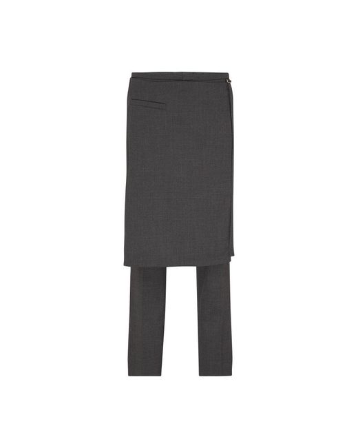 Courreges Black Overskirt Wool Tailored Pants for men