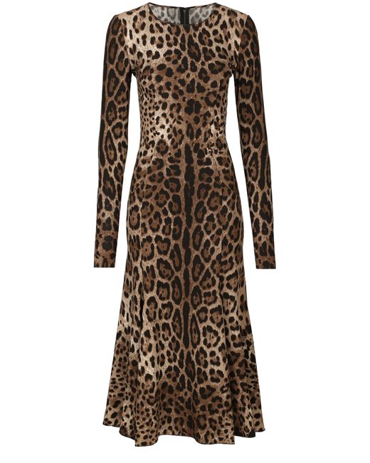 Dolce & Gabbana Brown Calf-Length Cady Dress