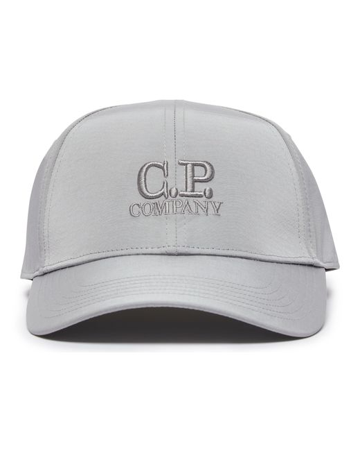 C P Company Gray Chrome-R Logo Cap for men