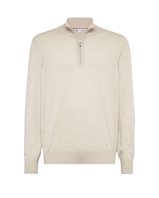 Brunello Cucinelli White Cashmere Sweater for men