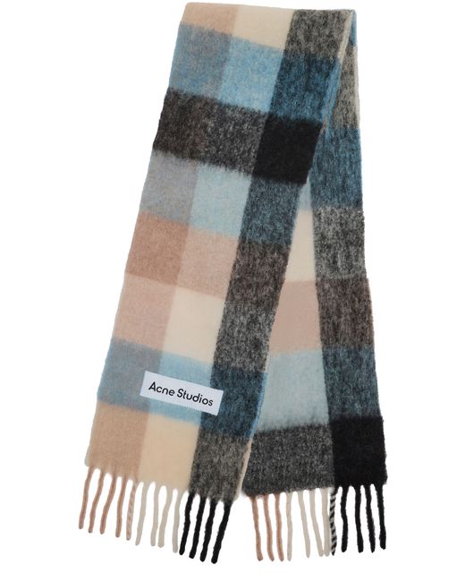 Acne Blue Vally Scarf With Fringes