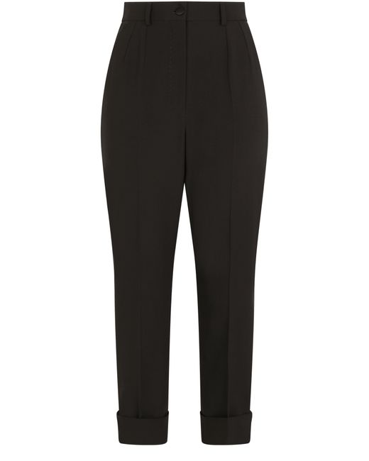 Pantalon en laine à revers Dolce & Gabbana en coloris Black