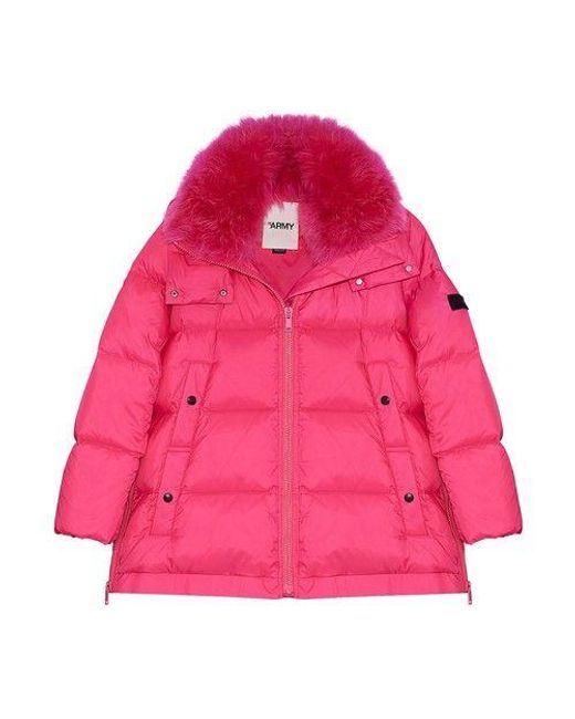 Yves Salomon Pink Puffer Jacket With Lambswool Collar