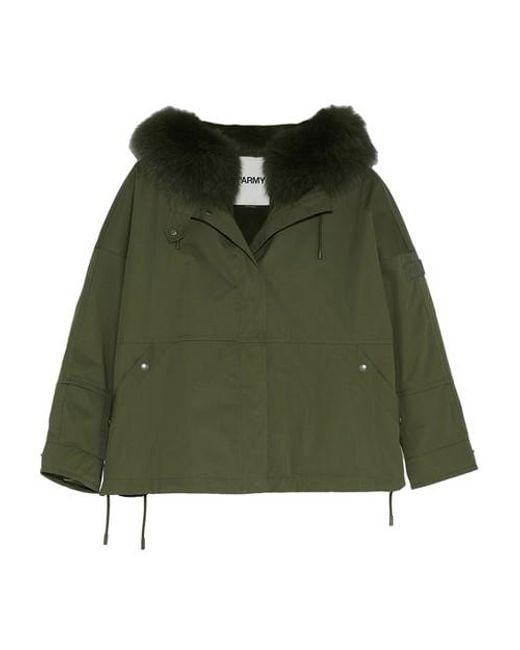 Yves Salomon Green Waterproof Box-cut Parka Made From A Waterproof Fabric With Fox And Rabbit Fur Trim