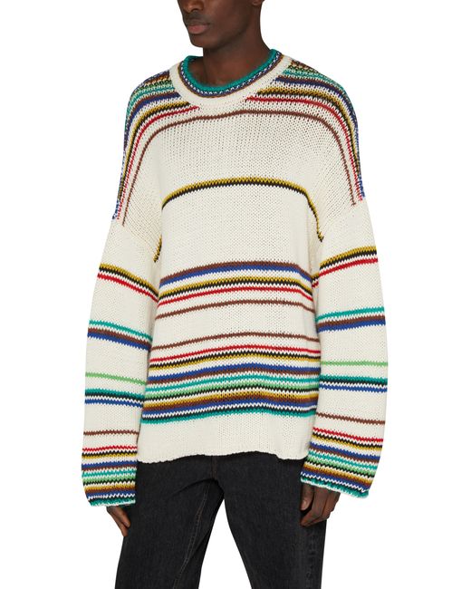 Loewe Multicolor Cotton And Polyamide Sweater With Stripes for men