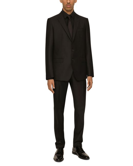 Dolce & Gabbana Black Wool And Silk Martini-Fit Suit for men