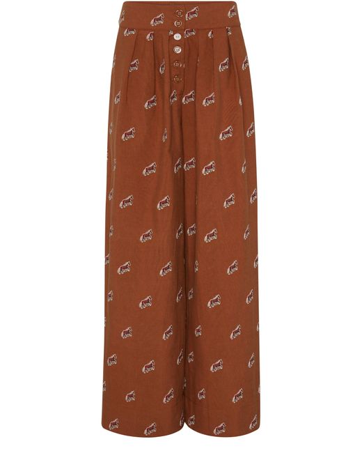 Farm Rio Brown Wide-leg Pants