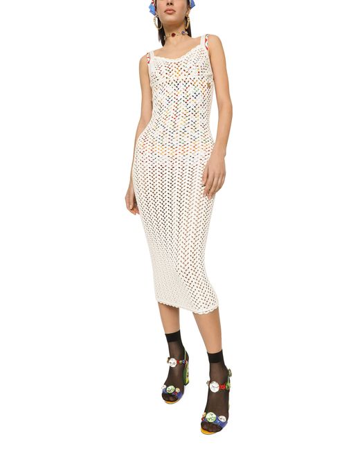 Dolce & Gabbana White Crochet Slip Dress