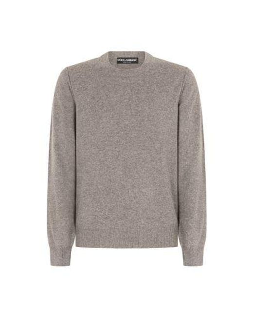 Dolce & Gabbana Gray Cashmere Round-Neck Sweater for men