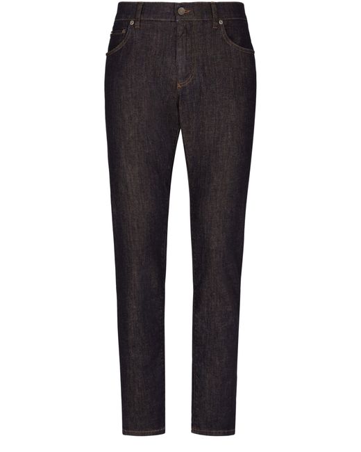 Dolce & Gabbana Black Blue Slim-fit Stretch Jeans for men