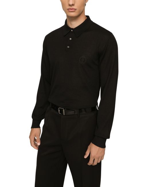 Dolce & Gabbana Black Cashmere Polo-style Sweater for men