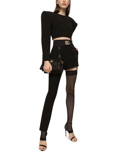 Dolce & Gabbana Black Spandex Fabric Garter Belt