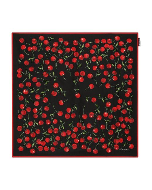 Dolce & Gabbana Red Cherry-print Twill Scarf (90x90)