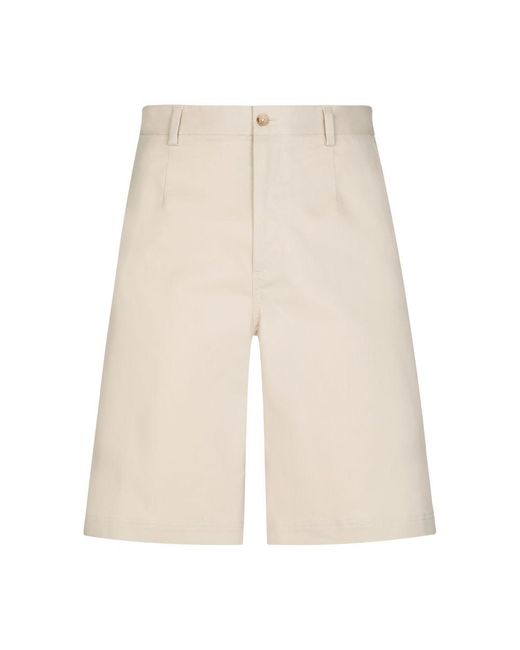 Dolce & Gabbana Natural Stretch Cotton Shorts With Branded Tag for men