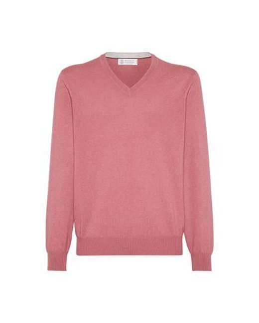 Brunello Cucinelli Pink Cashmere Sweater for men