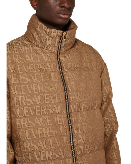 Versace Brown Allover Down Jacket for men