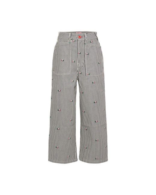 KENZO Gray Rinse Stripe Cropped Fit Jeans