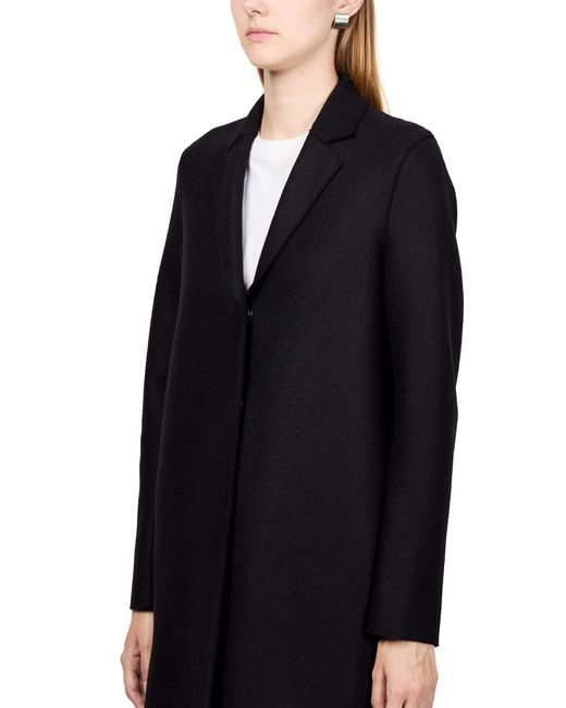 Harris Wharf London Black Cocoon Pressed Wool Coat