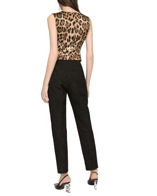 Pantalon taille haute jacquard Dolce & Gabbana en coloris Black