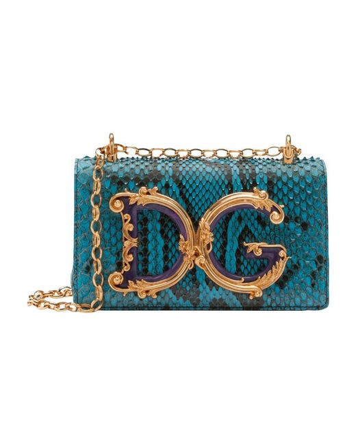 Dolce & Gabbana Blue Python Dg Girls Phone Bag