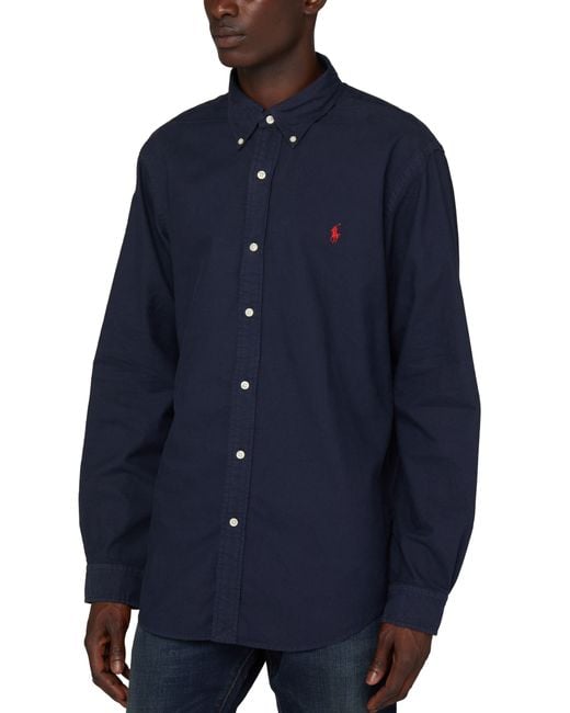 Polo Ralph Lauren Blue Long-sleeve Shirt With Logo for men
