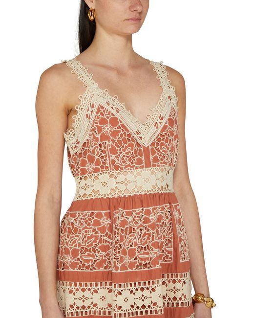 Sea Brown Joah Embroidery Sleeveless Midi Dress