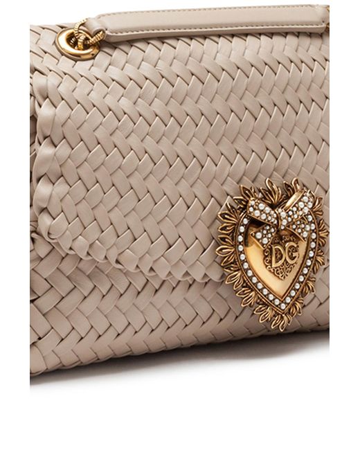 Dolce & Gabbana Large Devotion Shoulder Bag In Braided Nappa Leather in Natural Lyst UK