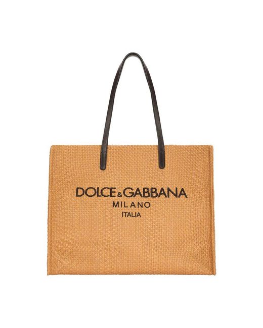 Dolce & Gabbana Brown Branded Raffia Shopper for men