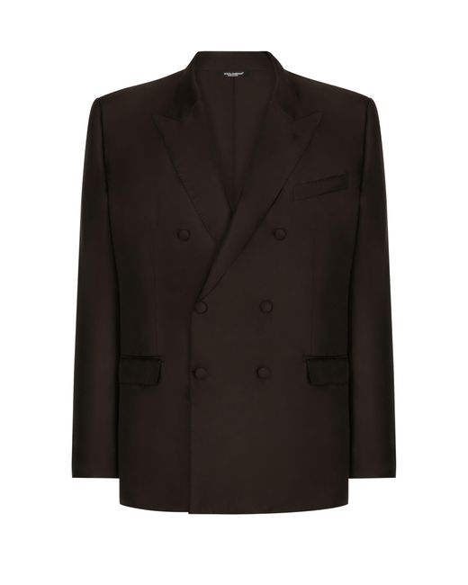 Dolce & Gabbana Black Double-Breasted Silk Jacket for men