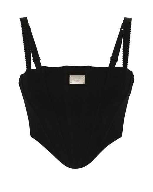 Dolce & Gabbana Black Jersey Top With Straps