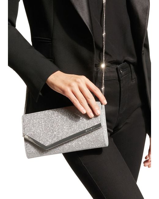 Jimmy Choo Metallic Emmie Glitter Leather Clutch