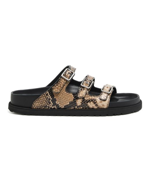 サンダル・ミュール Birkenstock Florida Snake Leather Sandals With Adjustable Birkenstock Florida Snake Leather Sandals in Brown | Lyst