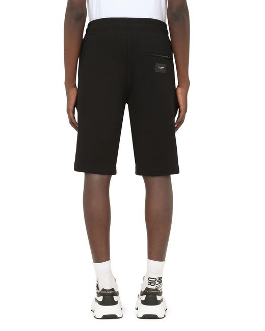 Dolce & Gabbana Black Jersey Jogging Shorts With Logo Tag for men