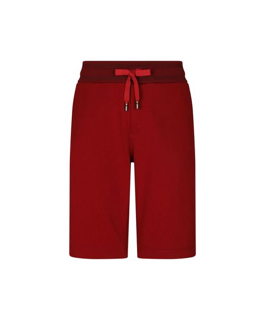 Dolce & Gabbana Red Jersey Bermuda Jogging Shorts for men