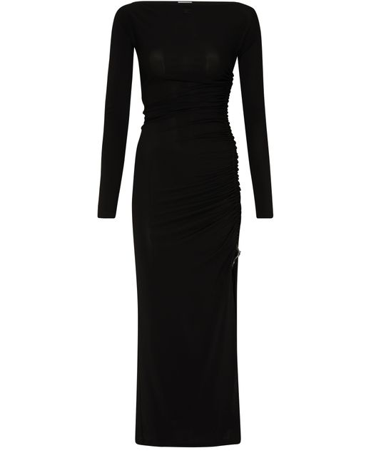 Courreges Black Gather Crepe-Jersey-Kleid