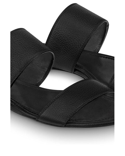 Louis Vuitton Brown Leather and Canvas Criss Cross Flat Slides