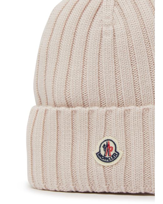 Moncler Natural Beanie With Logo