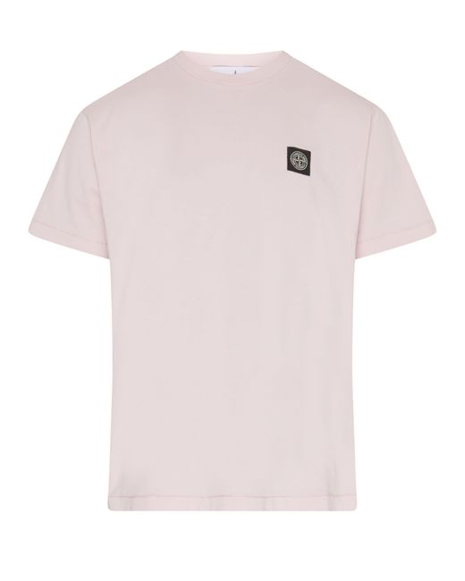 Stone Island Logo-T-Shirt in Pink für Herren