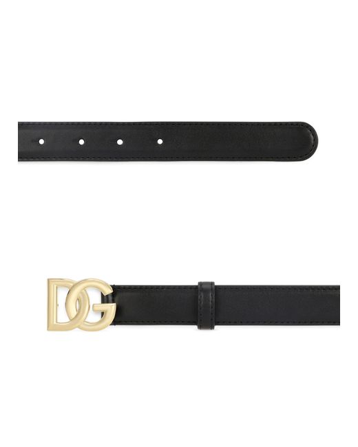Dolce & Gabbana Black Gürtel aus Kalbsleder mit DG-Logo