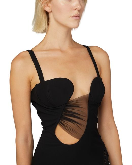 Nensi Dojaka Black Asymmetric Ruched Panel Mini Dress