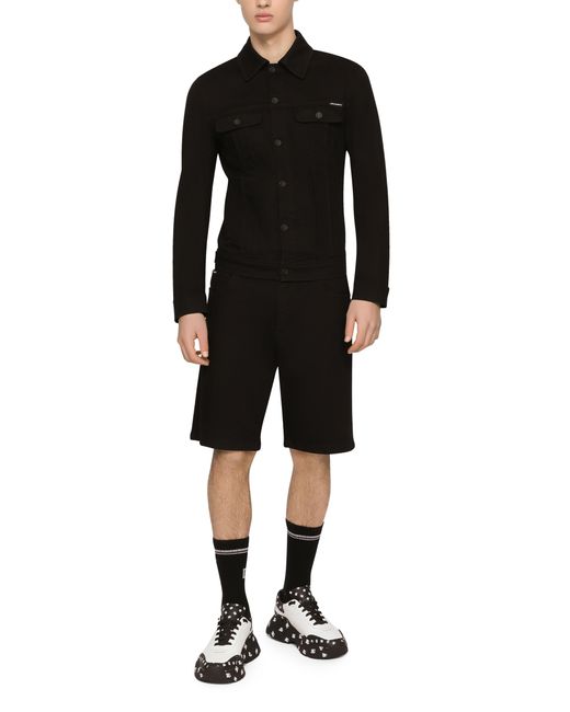 Short en jean élastique noir Dolce & Gabbana pour homme en coloris Black