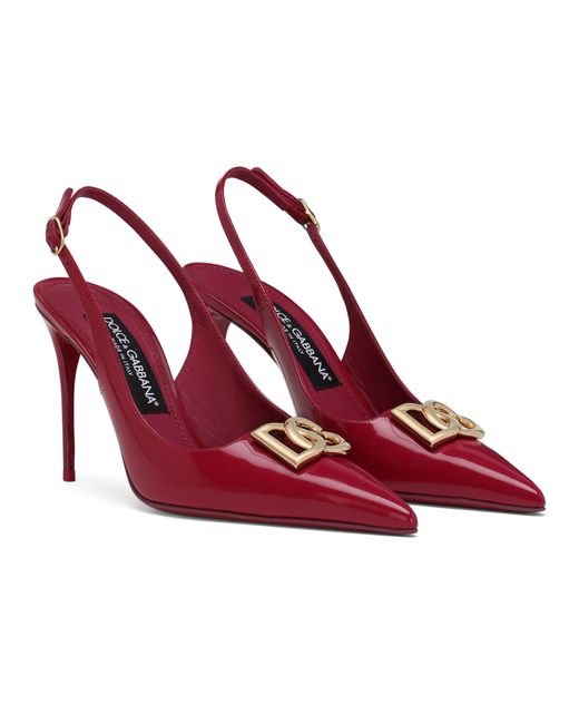 Dolce & Gabbana Red Slingbacks aus poliertem Kalbsleder