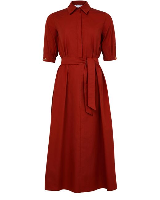 Max Mara Red Hemdkleid Aus Baumwollpopeline Hoyo