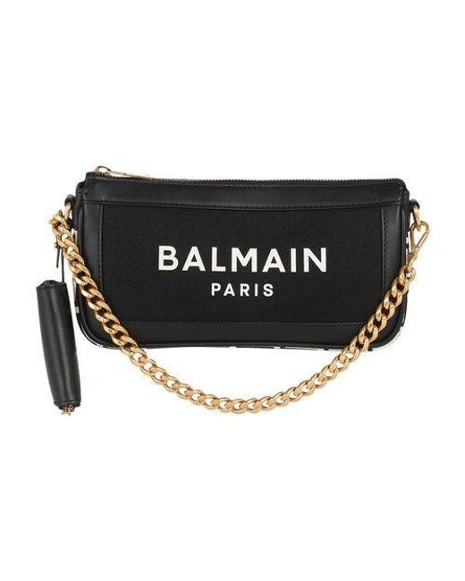 Balmain Black B-army Canvas Clutch Bag With Leather Inserts