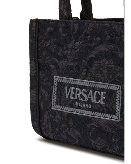 Versace Black Besonders kleine Tote Bag aus Barocco-Jacquard mit Stickerei